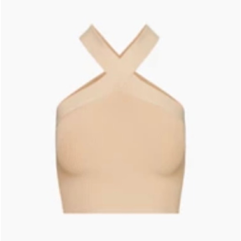 Aritzia Cream Cross-Strap Crop Top